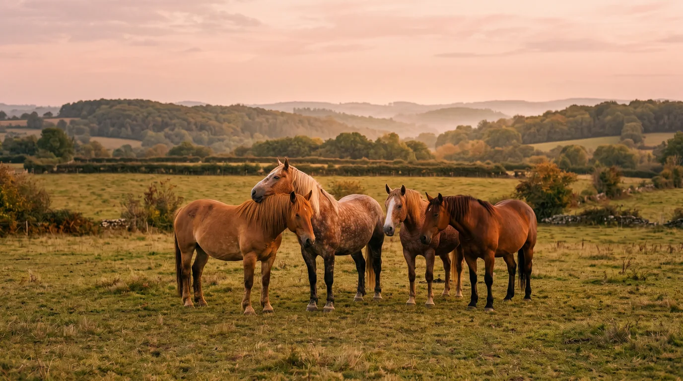 Les chevaux du Les Paladins de Saint Agnan en liberté, Haute-Vienne